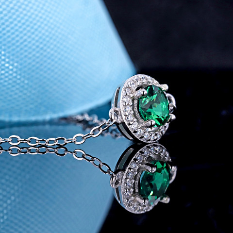 Lab Grown Zambia Emerald 925 Sterling Silver Bracelet